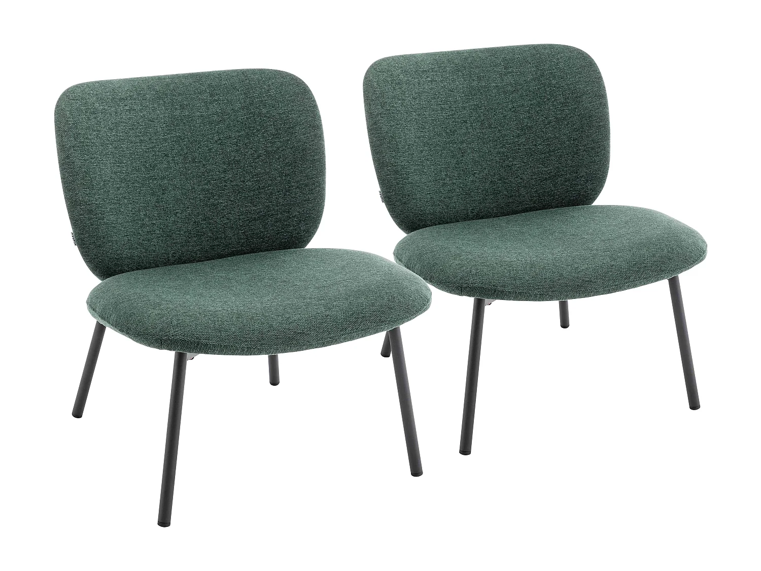 Lot de 2 fauteuils relax en acier et tissu vert foncé