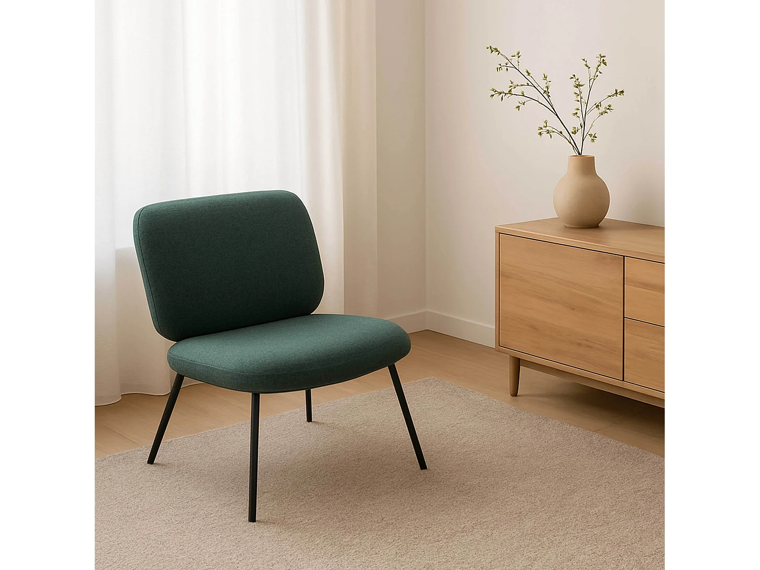 Lot de 2 fauteuils relax en acier et tissu vert foncé
