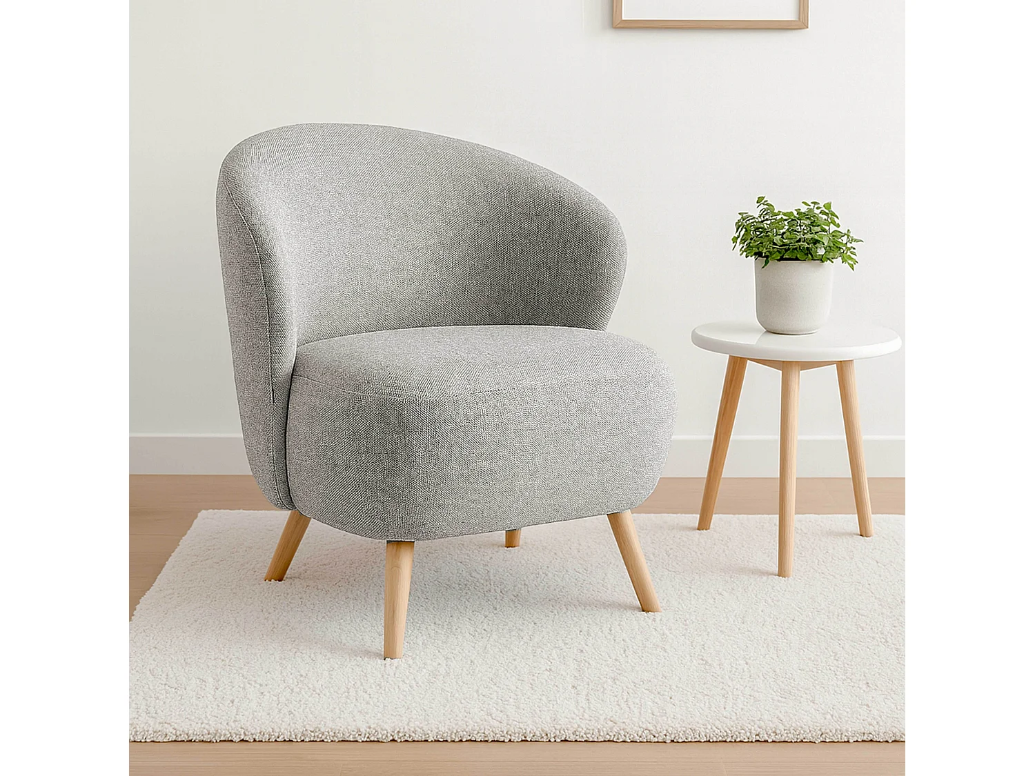 Fauteuil relax en bois et tissu beige