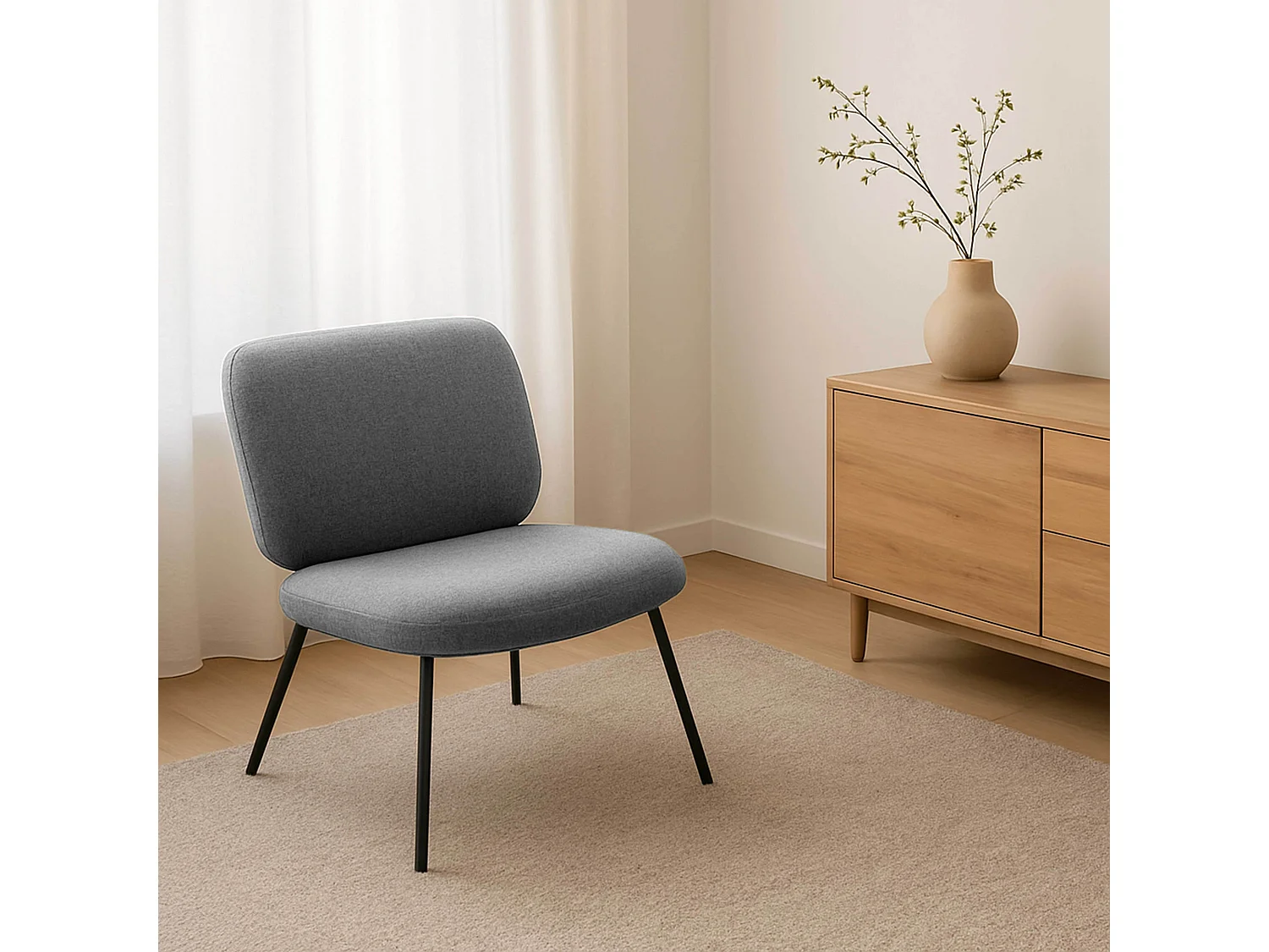 Lot de 2 fauteuils relax en acier et tissu gris foncé