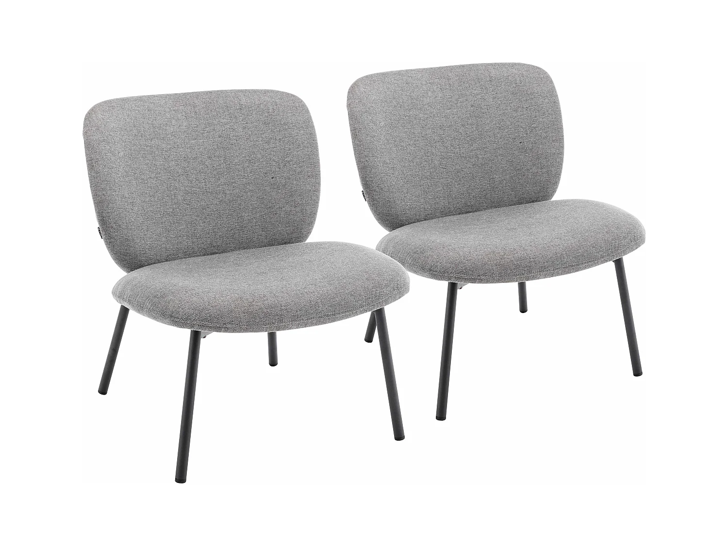Lot de 2 fauteuils relax en acier et tissu gris foncé