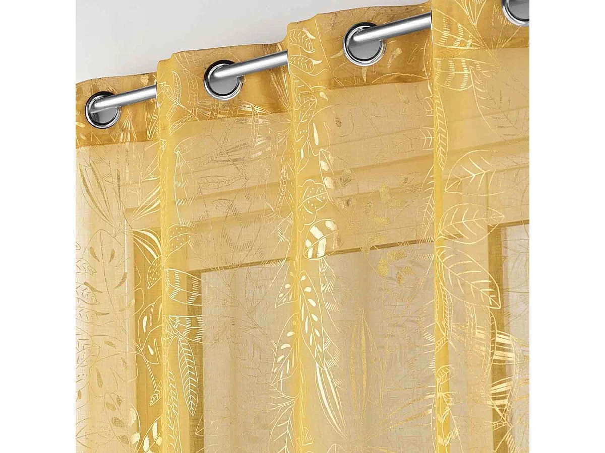 Rideau Voilage à Œillets "Belflor" 140x240cm Jaune