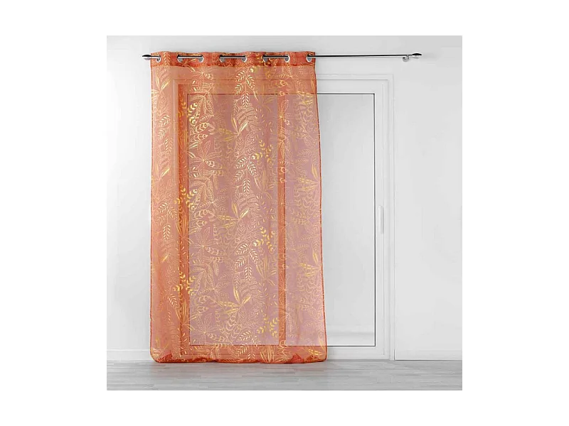 Rideau Voilage à Œillets "Belflor" 140x240cm Terracotta