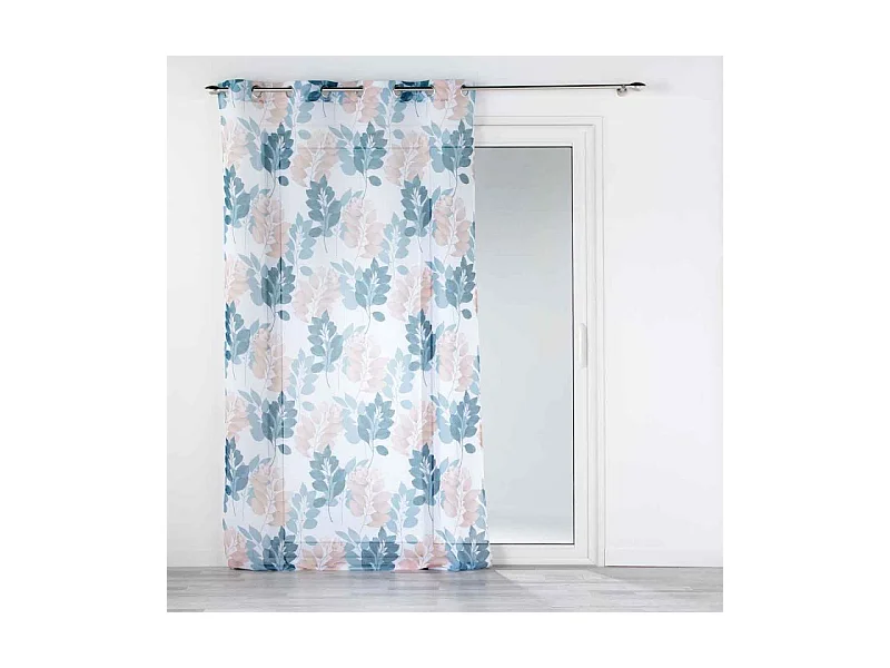 Rideau Voilage à Œillets "Belline" 140x240cm Blanc & Bleu