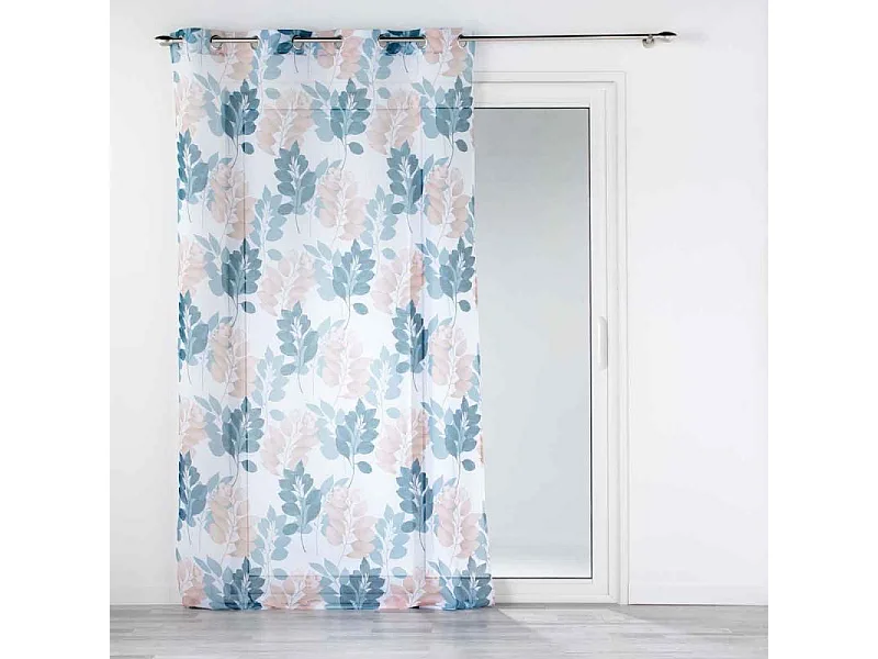 Rideau Voilage à Œillets "Belline" 140x240cm Blanc & Bleu