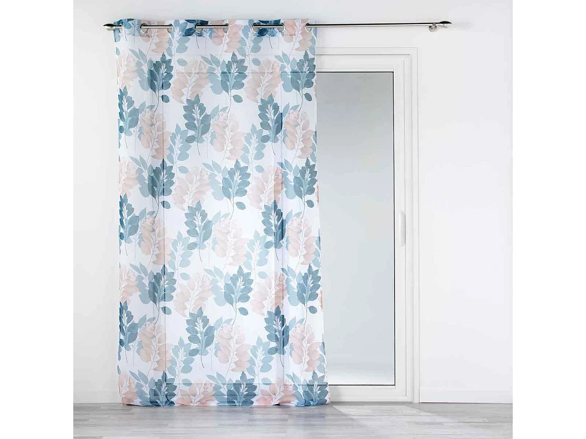 Rideau Voilage à Œillets "Belline" 140x240cm Blanc & Bleu