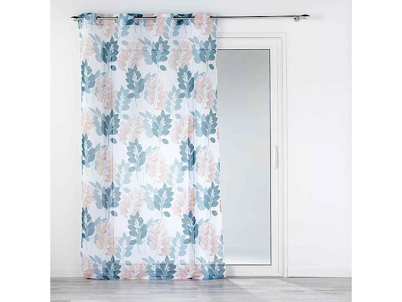 Rideau Voilage à Œillets "Belline" 140x240cm Blanc & Bleu