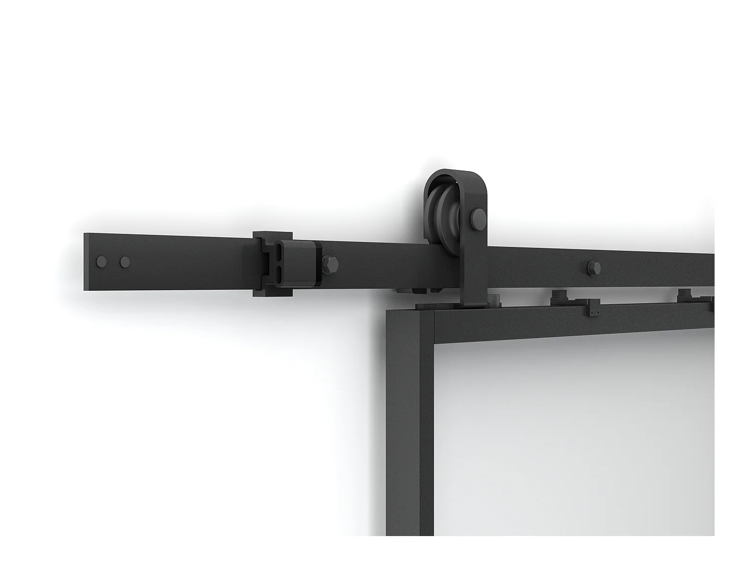 Dubbele schuifdeur met wandbevestiging - aluminium en gehard matglas - 2 x H205 x L63 cm - SINCA II