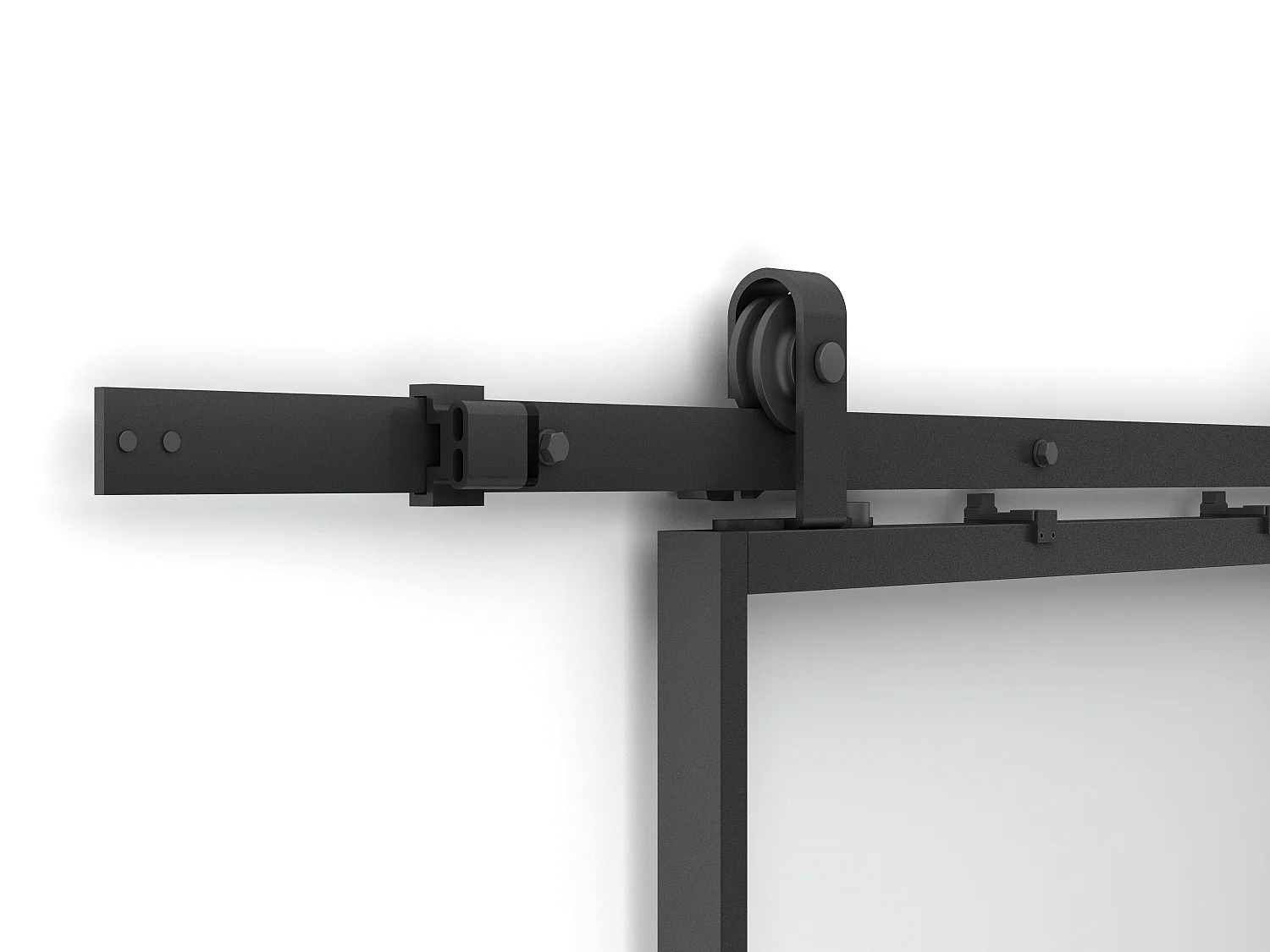 Porte coulissante double avec système en applique - aluminium et verre trempé dépoli - 2 x H205 x L63 cm - SINCA II