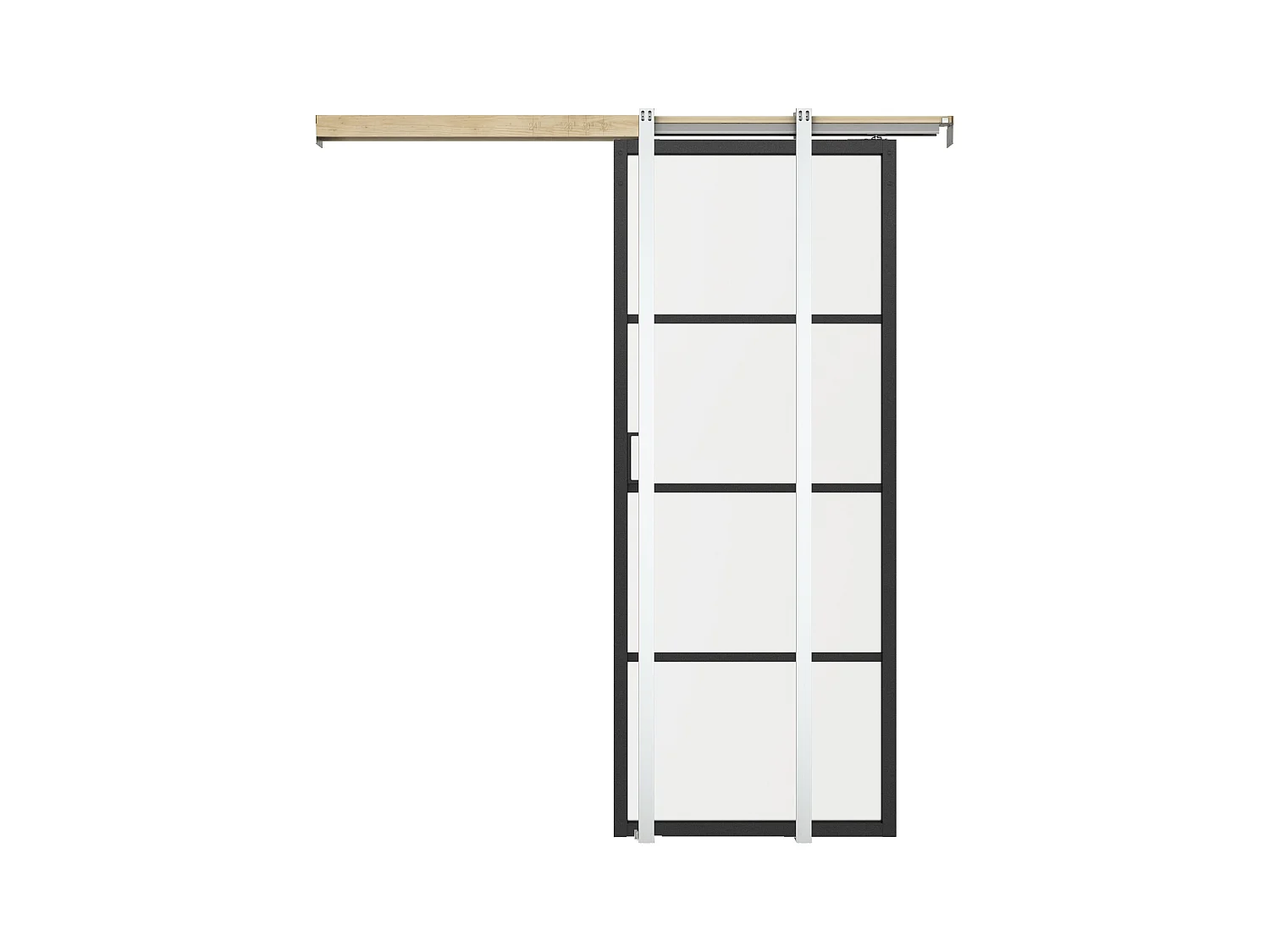 Porte coulissante avec système à galandage - aluminium et verre trempé transparent - H205 x L63 cm - SINCA II