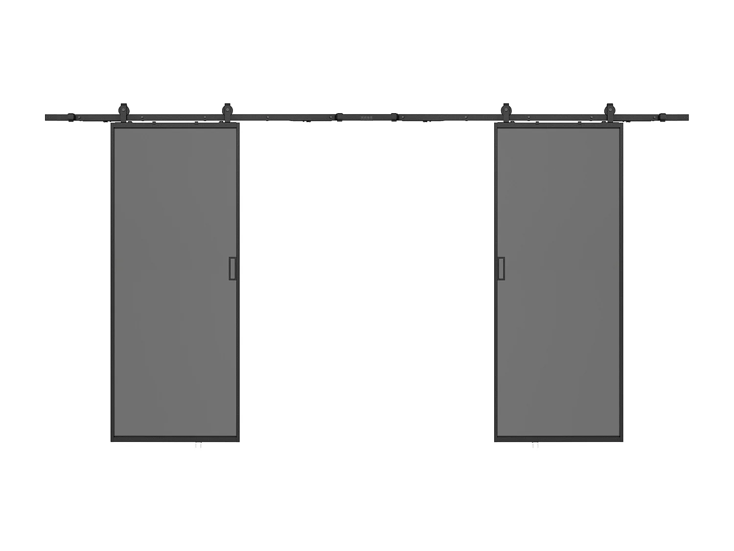Doppel-Schiebetür mit Laufschienensystem - Aluminium & rauchfarbenes Sicherheitsglas - 2 x 205 cm x 63 cm - LINCI II