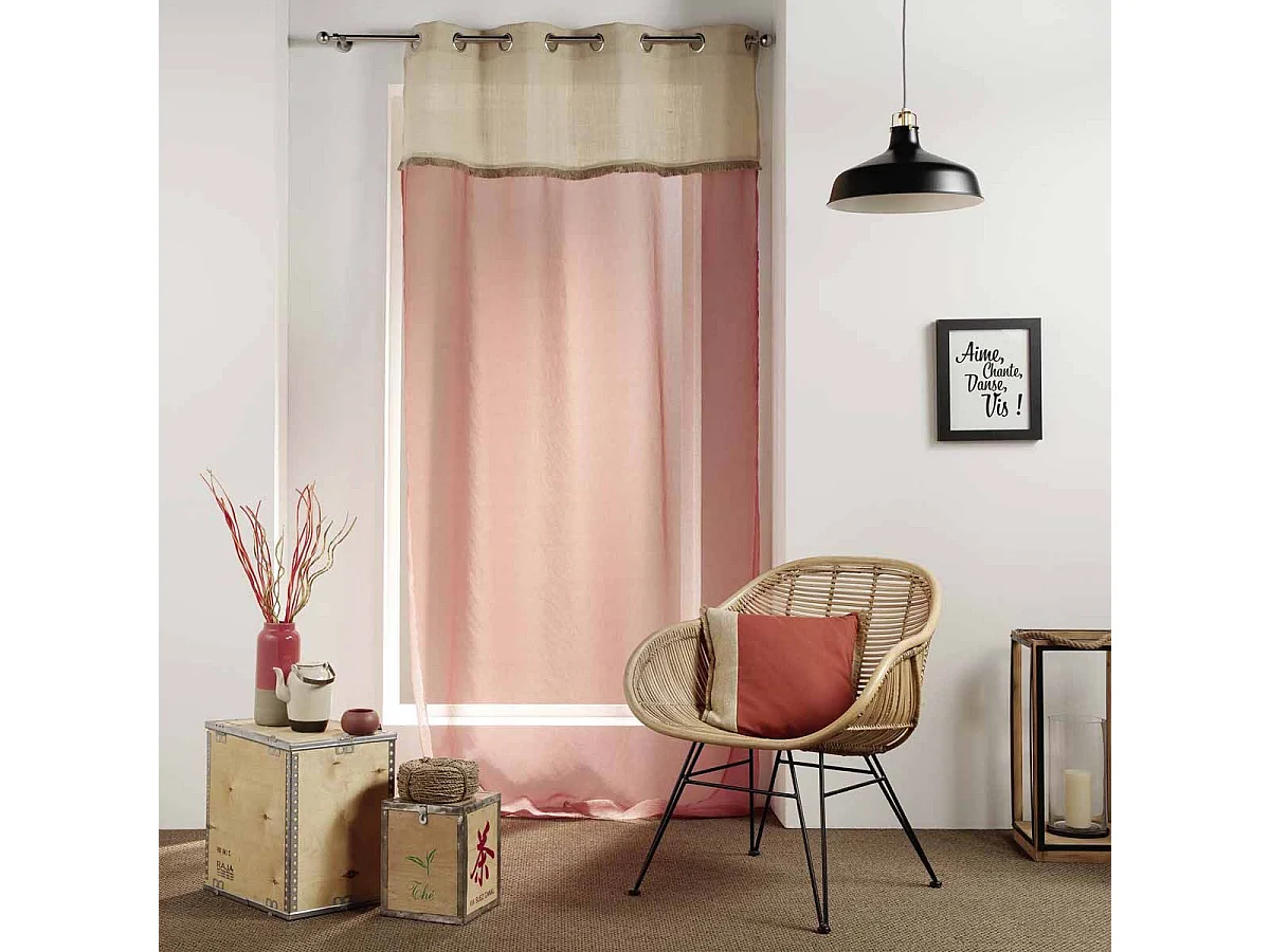 Rideau Voilage à Œillets "Greenybel" 140x240cm Terracotta