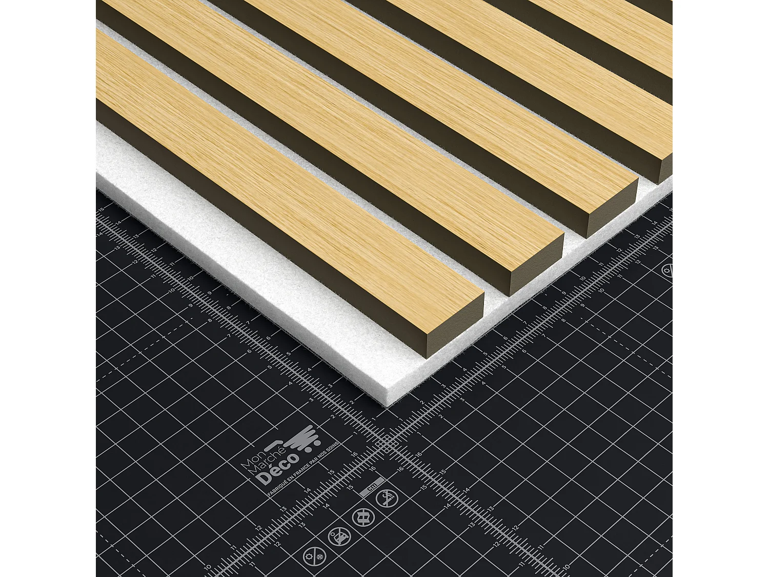 Lot de 2 Panneaux Tasseaux Bois - Chêne Feutre Blanc - 3 m², 2500 x 600 mm, Mon Marché Déco