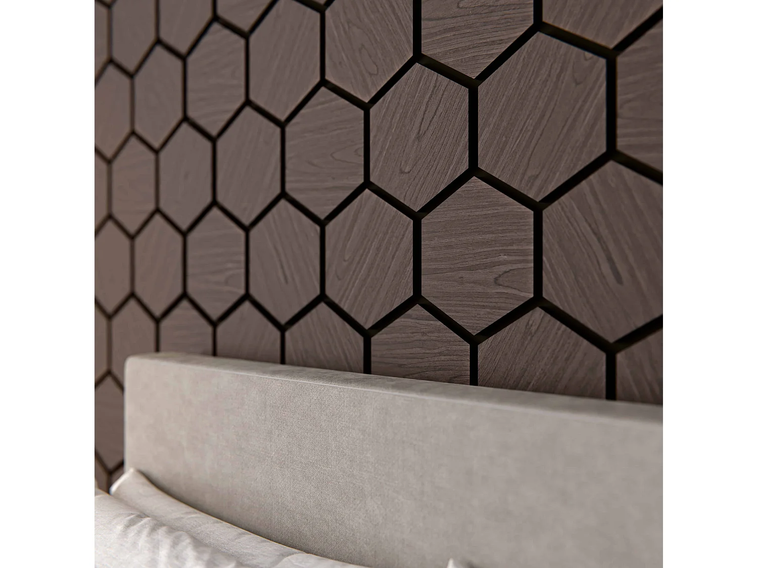 Lot de 2 Panneaux Hexagonaux H. 76 cm L. 62 cm - Noyer Feutre Noir