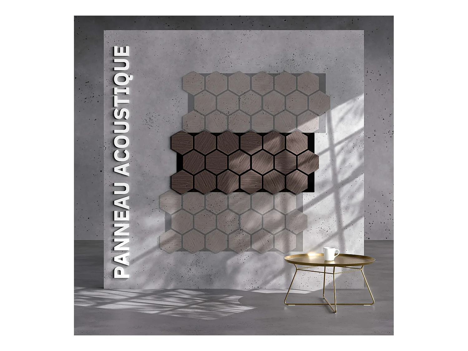 Lot de 2 Panneaux Hexagonaux H. 76 cm L. 62 cm - Noyer Feutre Noir