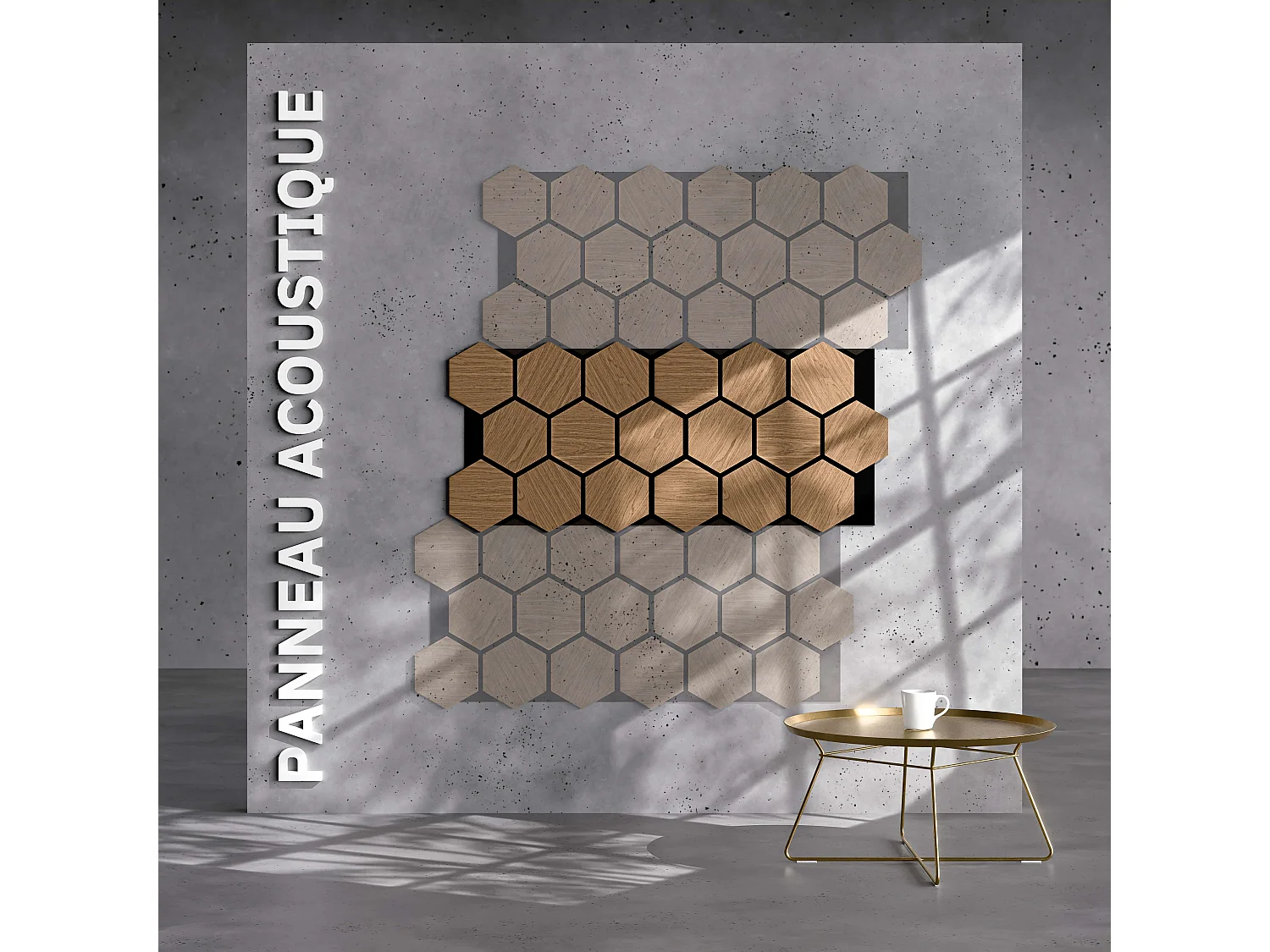 Lot de 2 Panneaux Hexagonaux H. 76 cm L. 62 cm - Chêne Brun Feutre Noir