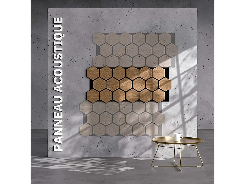 Lot de 2 Panneaux Hexagonaux H. 76 cm L. 62 cm - Chêne Brun Feutre Noir