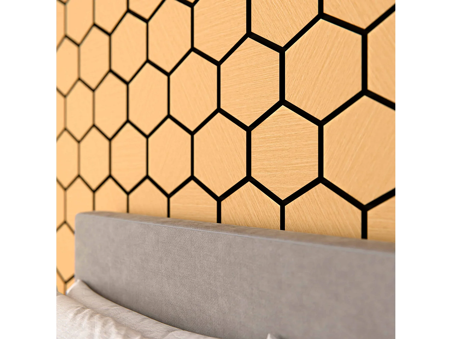 Lot de 2 Panneaux Hexagonaux H. 76 cm L. 62 cm - Chêne Feutre Noir