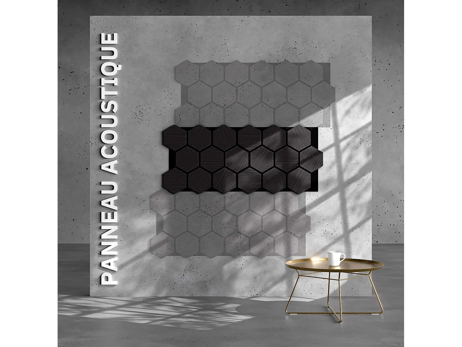 Lot de 2 Panneaux Hexagonaux H. 76 cm L. 62 cm - Chêne Noir Feutre Noir