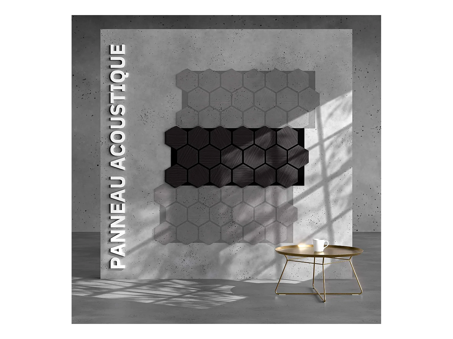 Lot de 2 Panneaux Hexagonaux H. 76 cm L. 62 cm - Chêne Noir Feutre Noir