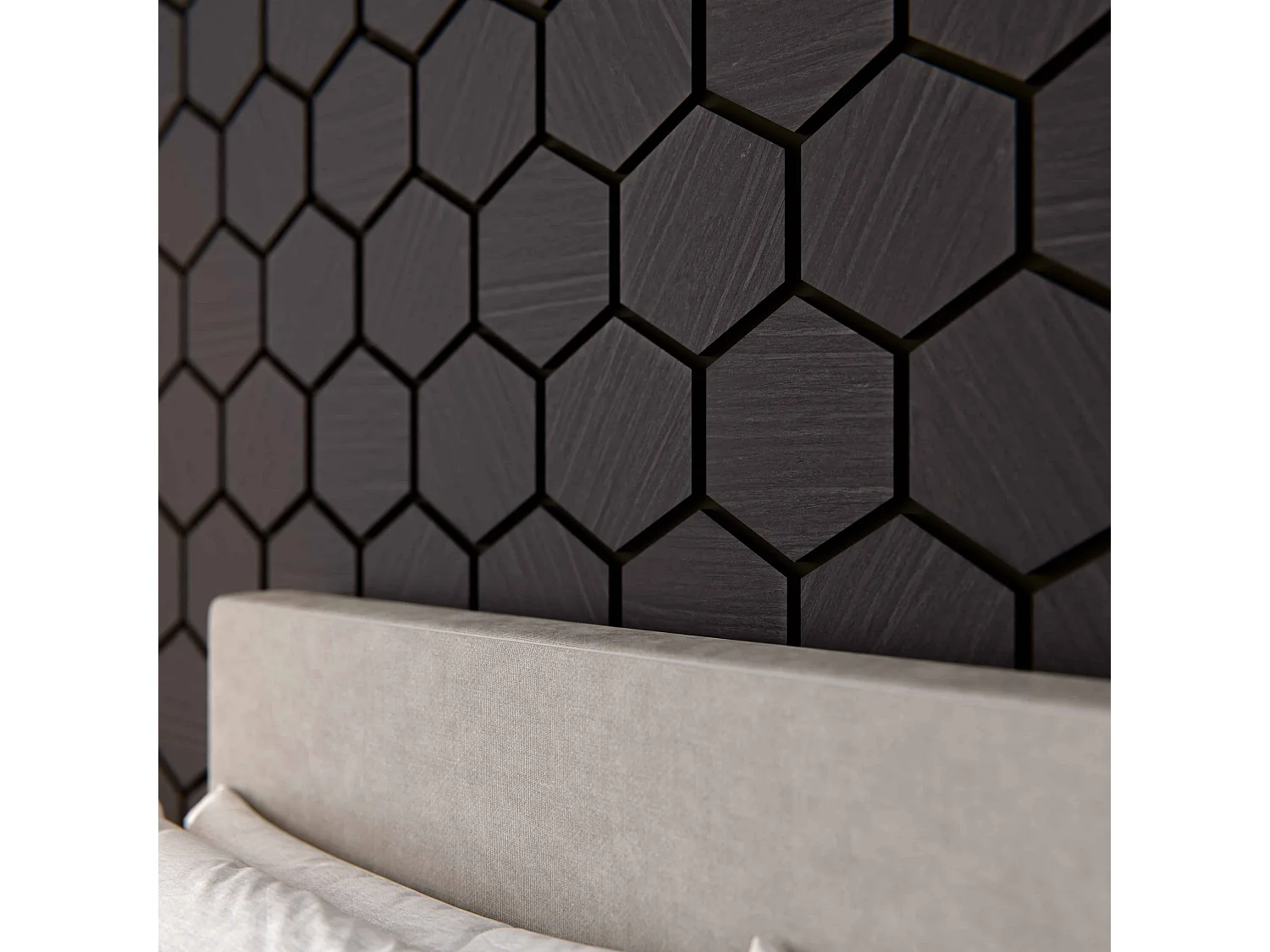 Lot de 2 Panneaux Hexagonaux H. 76 cm L. 62 cm - Chêne Noir Feutre Noir