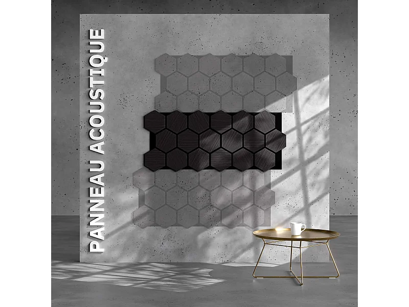 Lot de 2 Panneaux Hexagonaux H. 76 cm L. 62 cm - Chêne Noir Feutre Noir