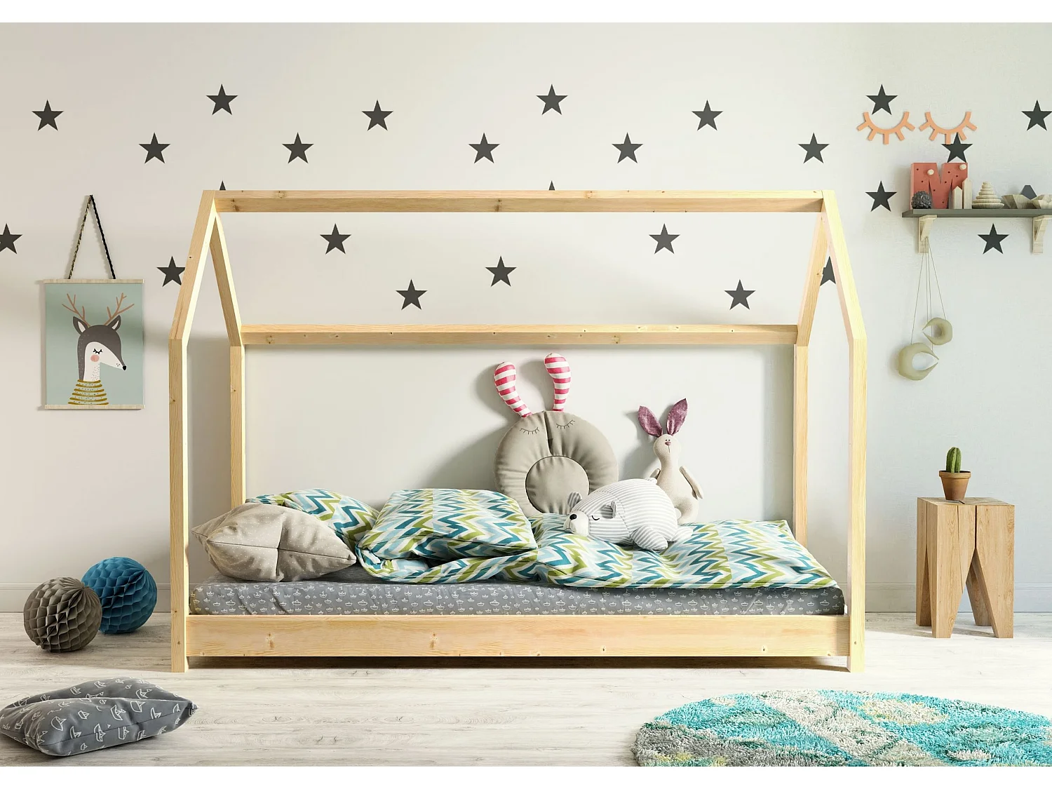 Cama Cabaña Infantil Bella - Madera, 160x80cm
