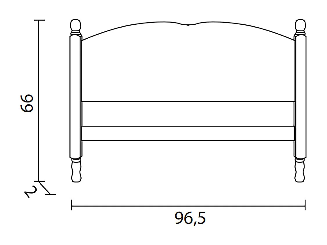 Tête de lit enfant en pin massif coloris miel - L. 96,5 x P. 2 x H. 66 cm