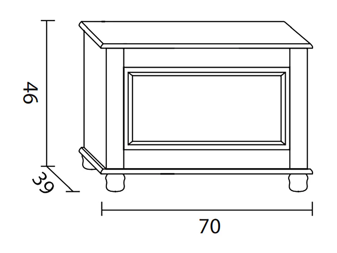 Coffre de rangement enfant avec porte rabattable en pin massif coloris Miel - L. 70 x P. 39 x H. 46 cm