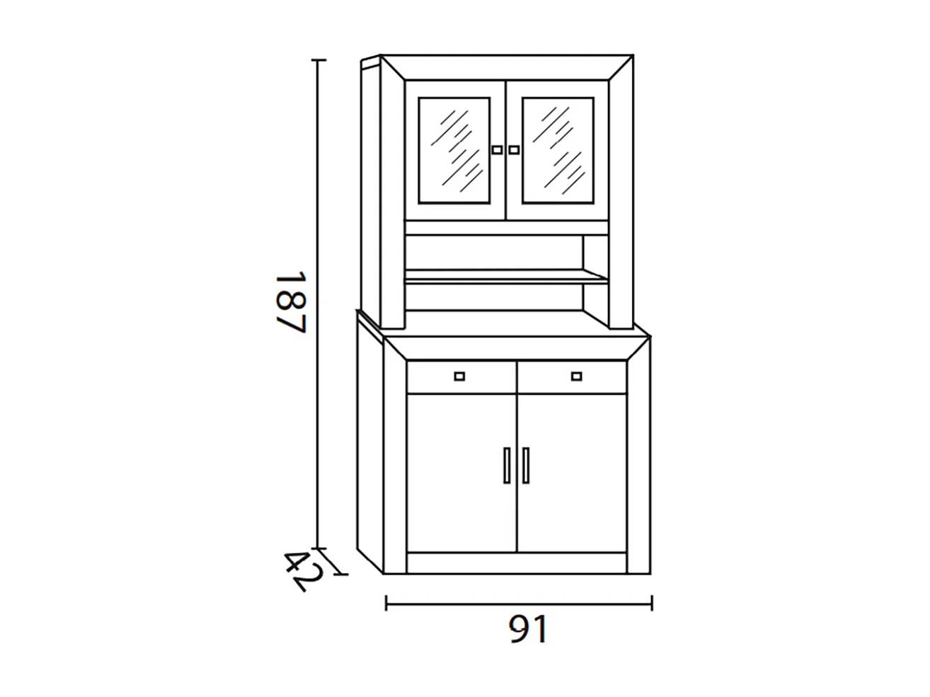 Vitrine Meuble de rangement en pin massif coloris cerisier - L. 91 x P. 42 x H. 187 cm