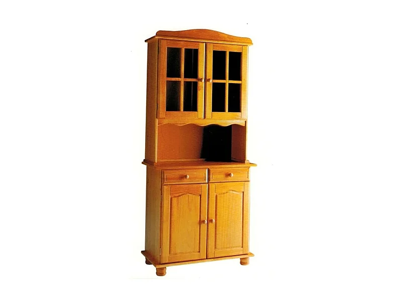 Vitrine Meuble de rangement en pin massif coloris miel - L. 88 x P. 42 x H. 197 cm