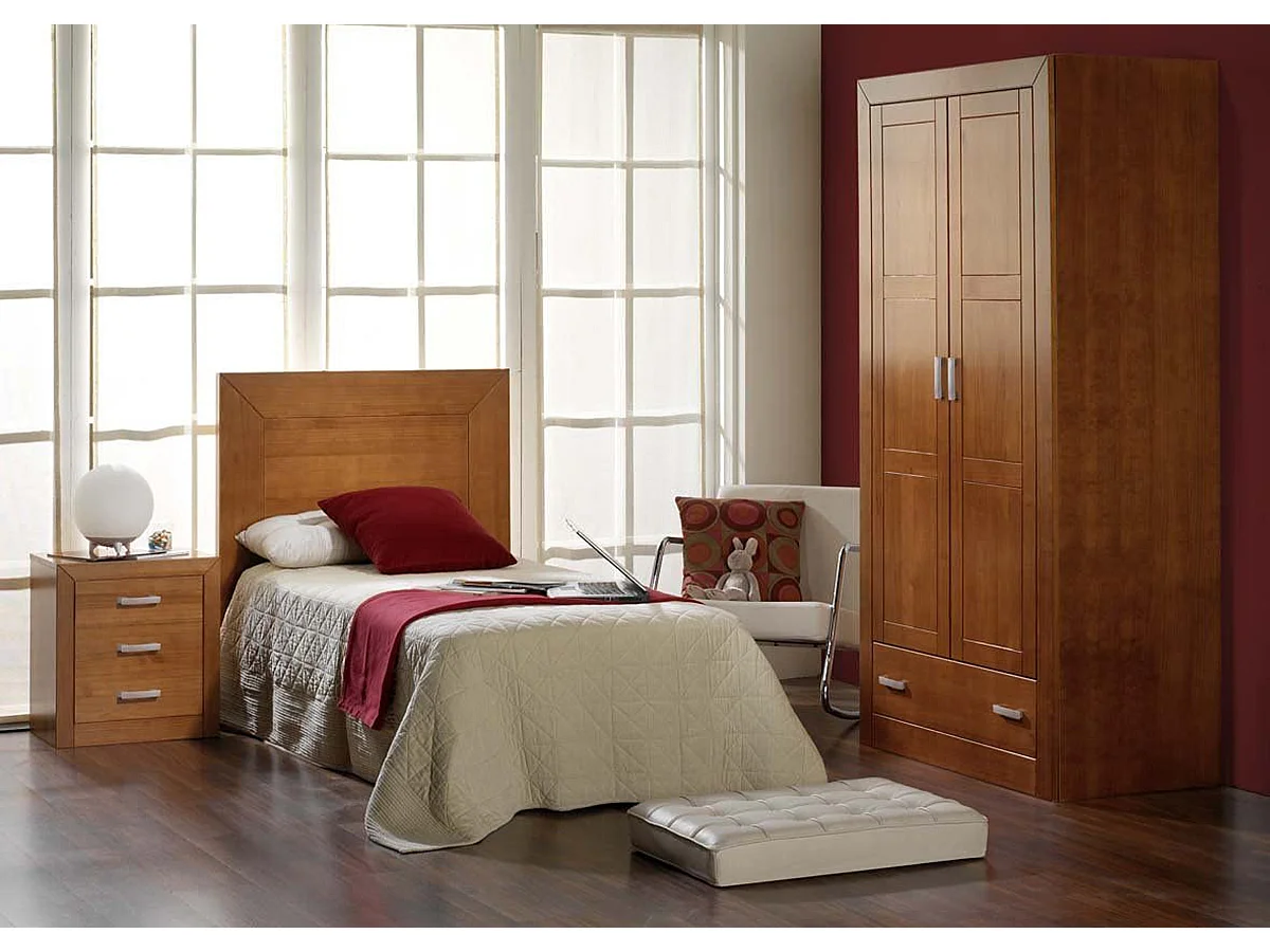 Table de chevet / table de nuit à 3 tiroirs en pin massif coloris Cerisier - L. 50 x P. 35 x H. 55 cm