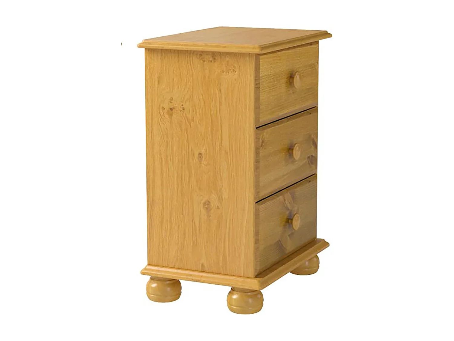 Table de chevet enfant de 3 tiroirs en bois coloris miel - L. 34 x P. 48 x H. 55 cm