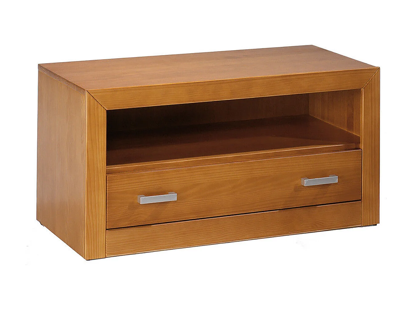 Meuble TV en pin massif coloris cerisier - L. 100 x P. 55 x H. 45 cm