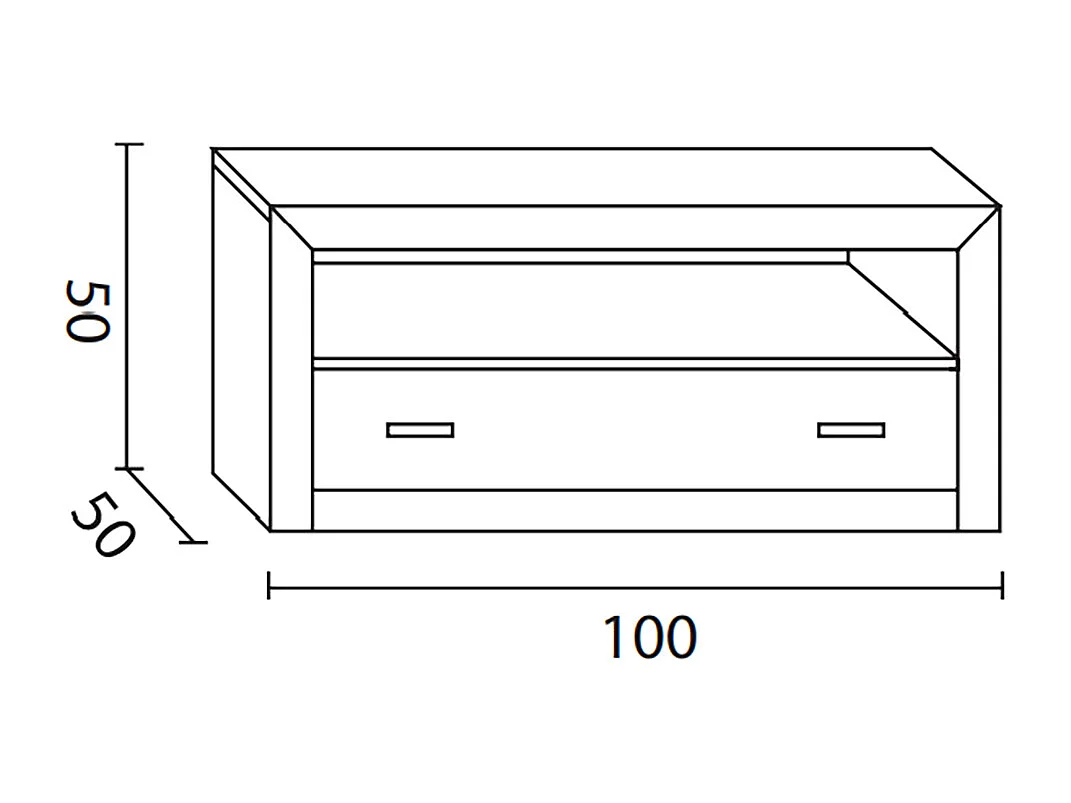 Meuble TV en pin massif coloris cerisier - L. 100 x P. 55 x H. 45 cm