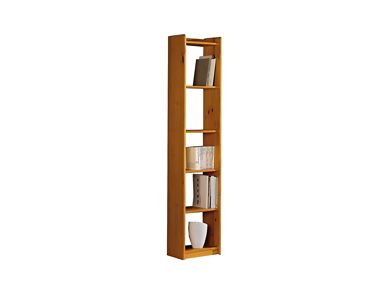 Étagère de rangement bibliothèque en bois de pin massif coloris miel - L. 40 x P. 28 x H. 200 cm