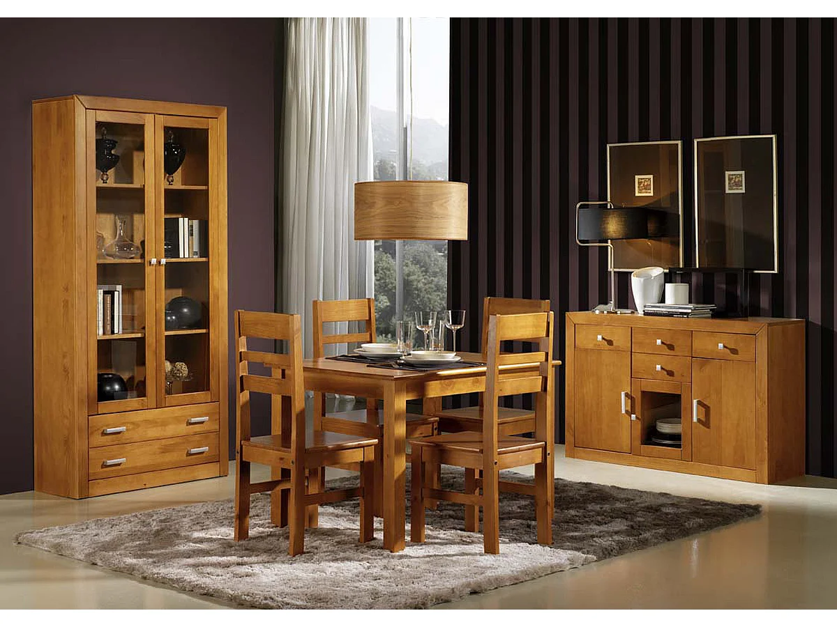 Chaise de salle à manger en pin massif coloris cerisier - L. 42 x P. 45 x H. 98 cm