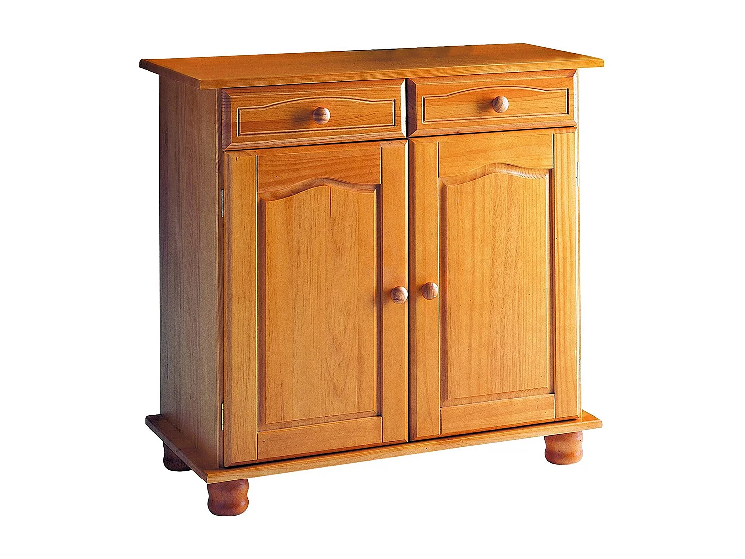 Buffet 2 portes en pin massif coloris miel - L. 88 x P. 42 x H. 86 cm