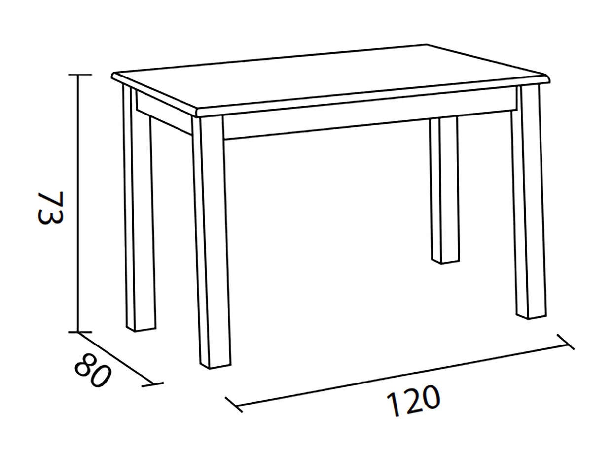 Table à manger rectangulaire en pin massif coloris Miel - L. 120 x P. 80 x H. 73 cm