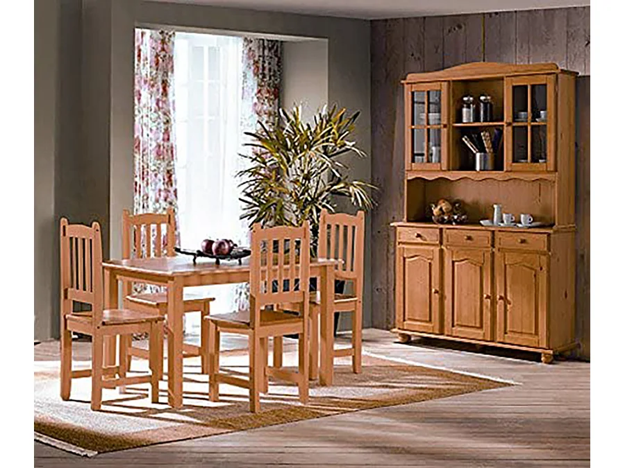 Table à manger rectangulaire en pin massif coloris Miel - L. 120 x P. 80 x H. 73 cm