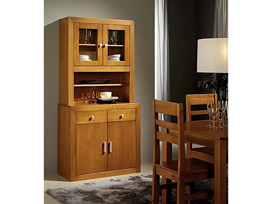 Table à manger / table repas en pin massif coloris cerisier - L. 120 x P. 80 x H. 73 cm