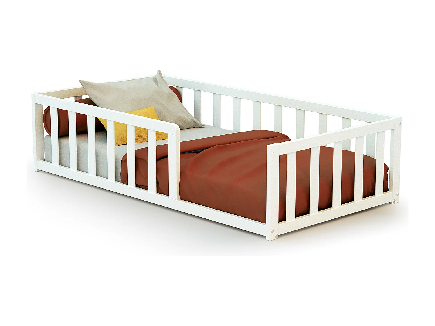 Cama de chão de madeira Branco 70 x 140 cm KAÏA
