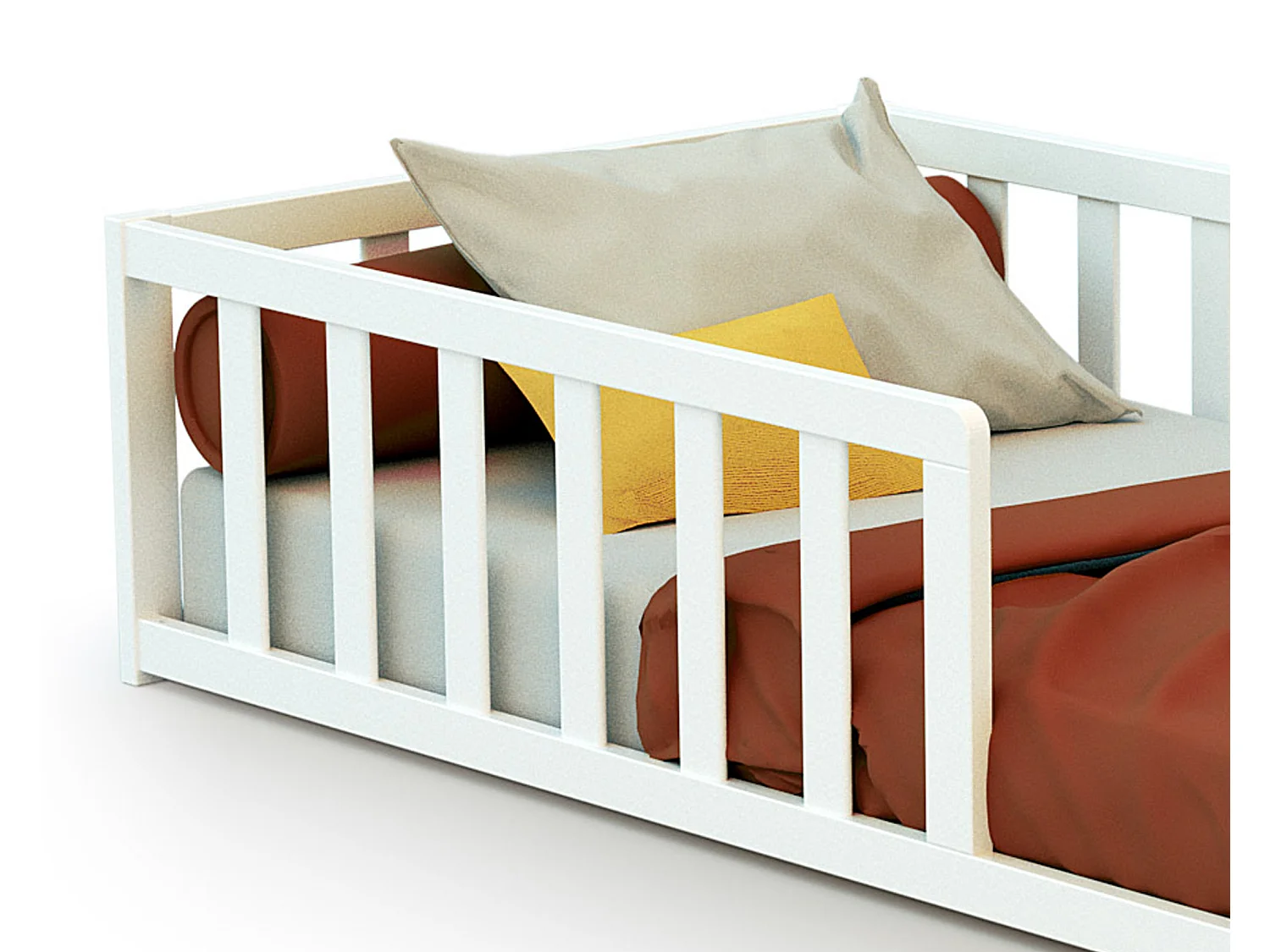 Cama de chão de madeira Branco 70 x 140 cm KAÏA