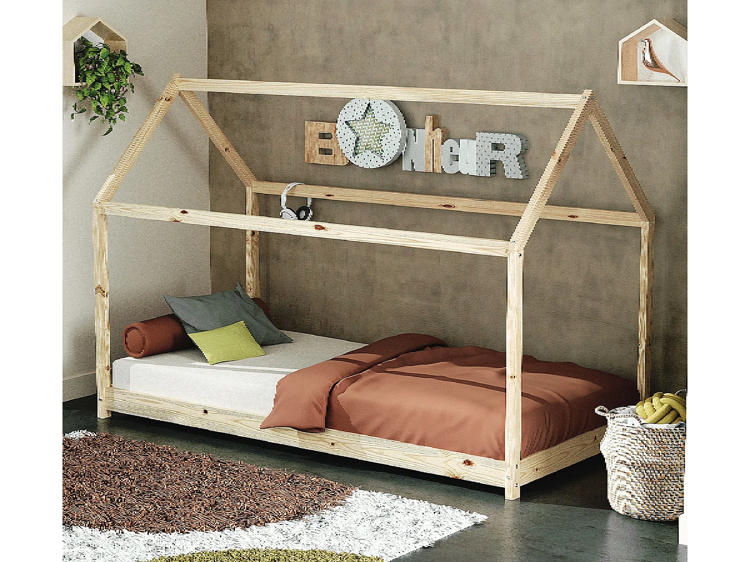 Lit Cabane enfant 90 x 190 en bois