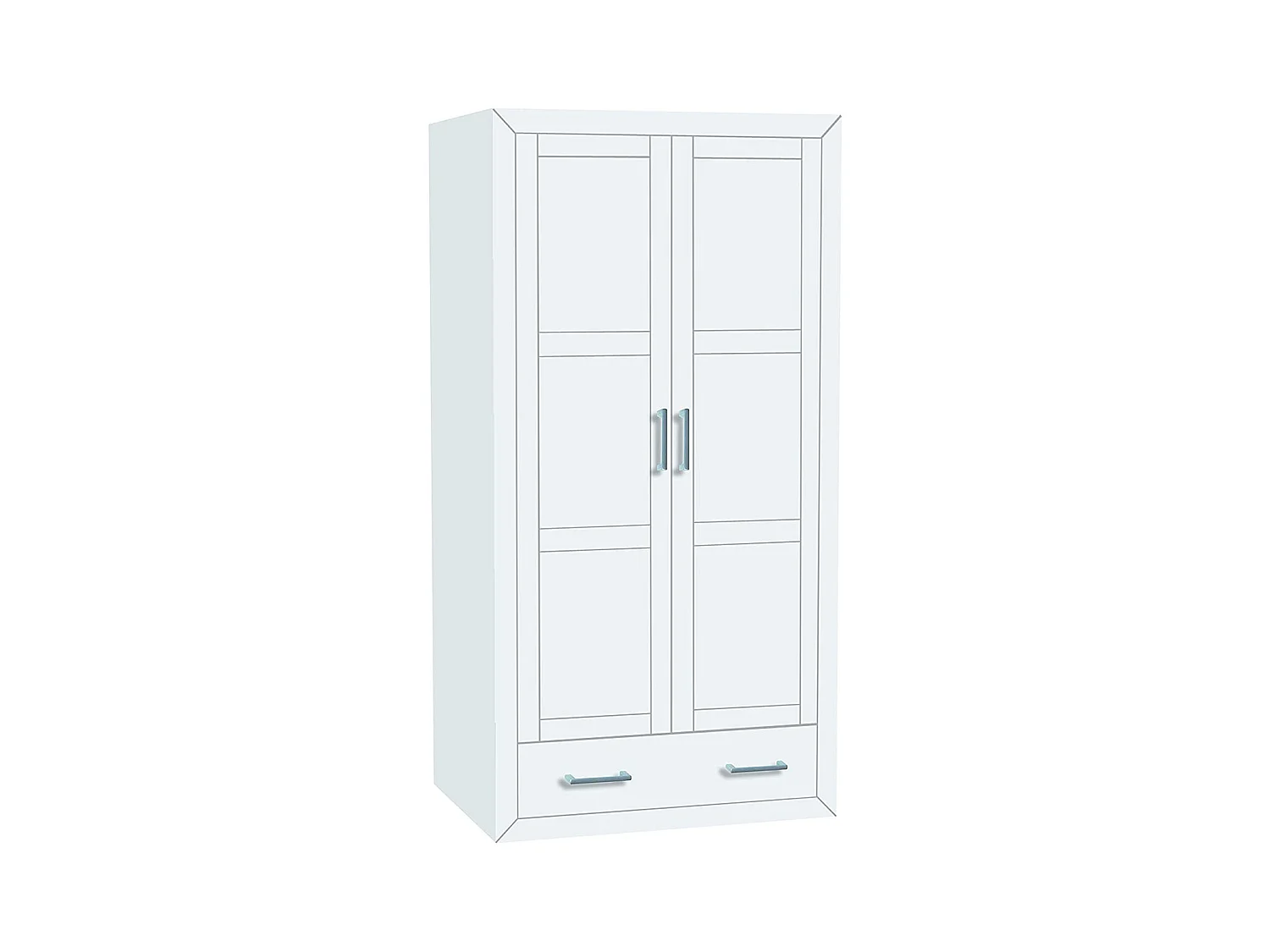 Placard Armoire meuble de rangement en MDF et pin massif laqué blanc - L. 105 x P. 55 x H. 200 cm
