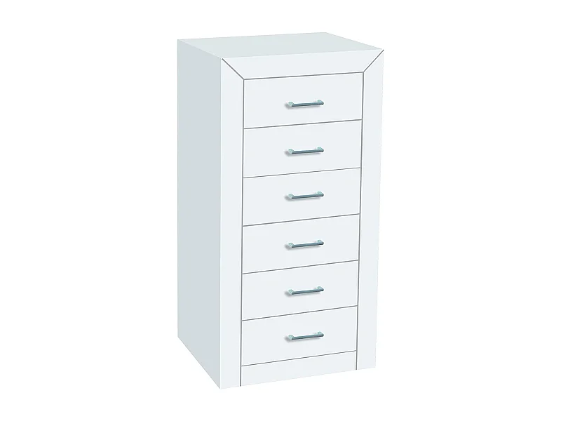 Chiffonnier Meuble de rangement en MDF et pin massif coloris blanc - L. 50 x P. 40 x H. 102 cm