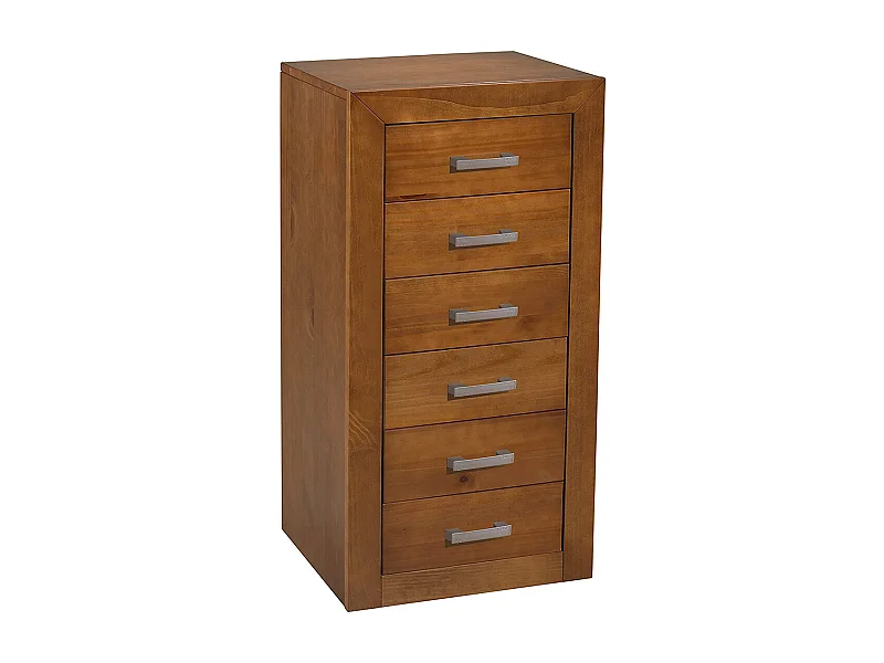 Chiffonnier Meuble de rangement en pin massif coloris cerisier - L. 50 x P. 40 x H. 102 cm