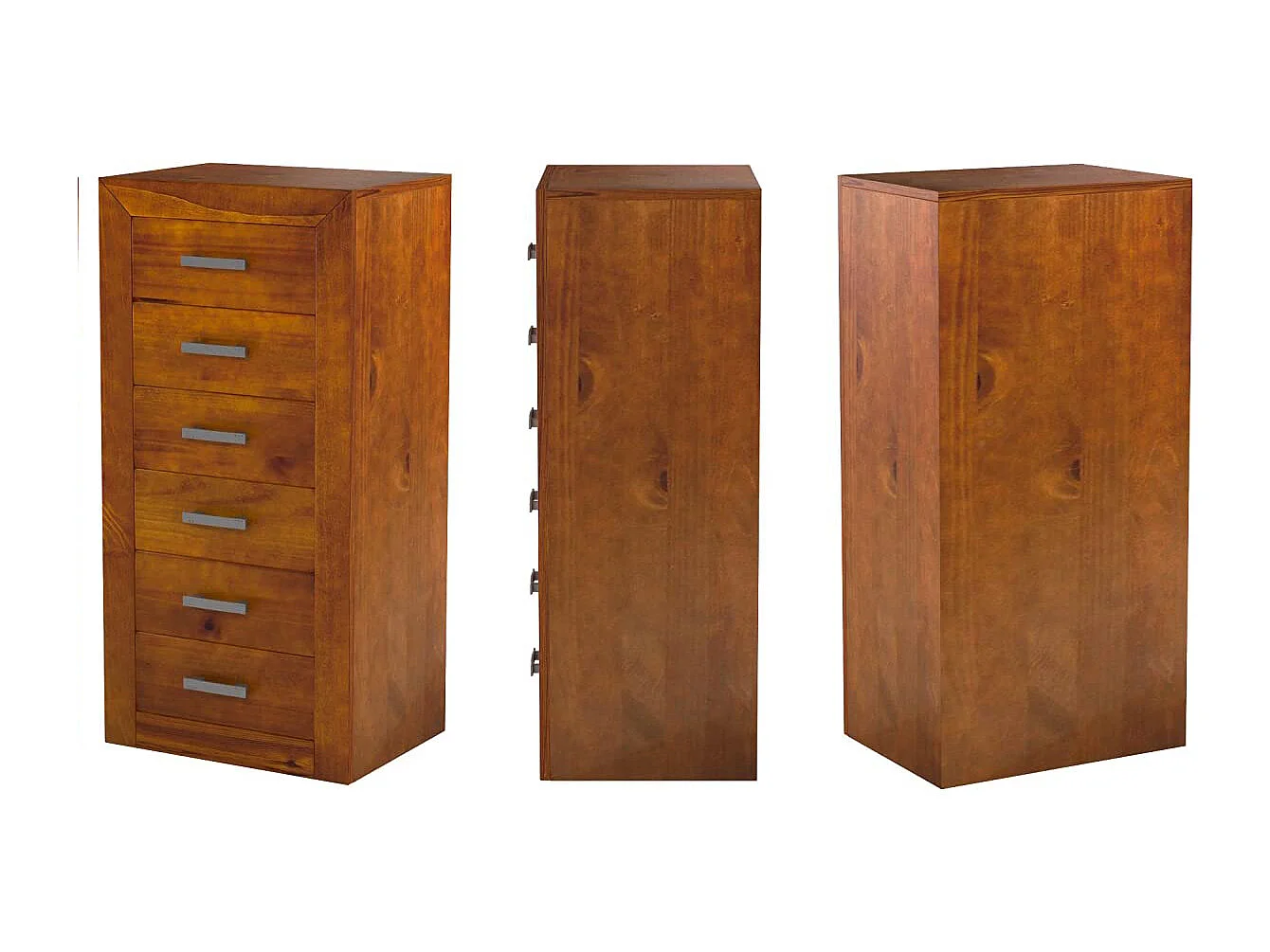 Chiffonnier Meuble de rangement en pin massif coloris cerisier - L. 50 x P. 40 x H. 102 cm