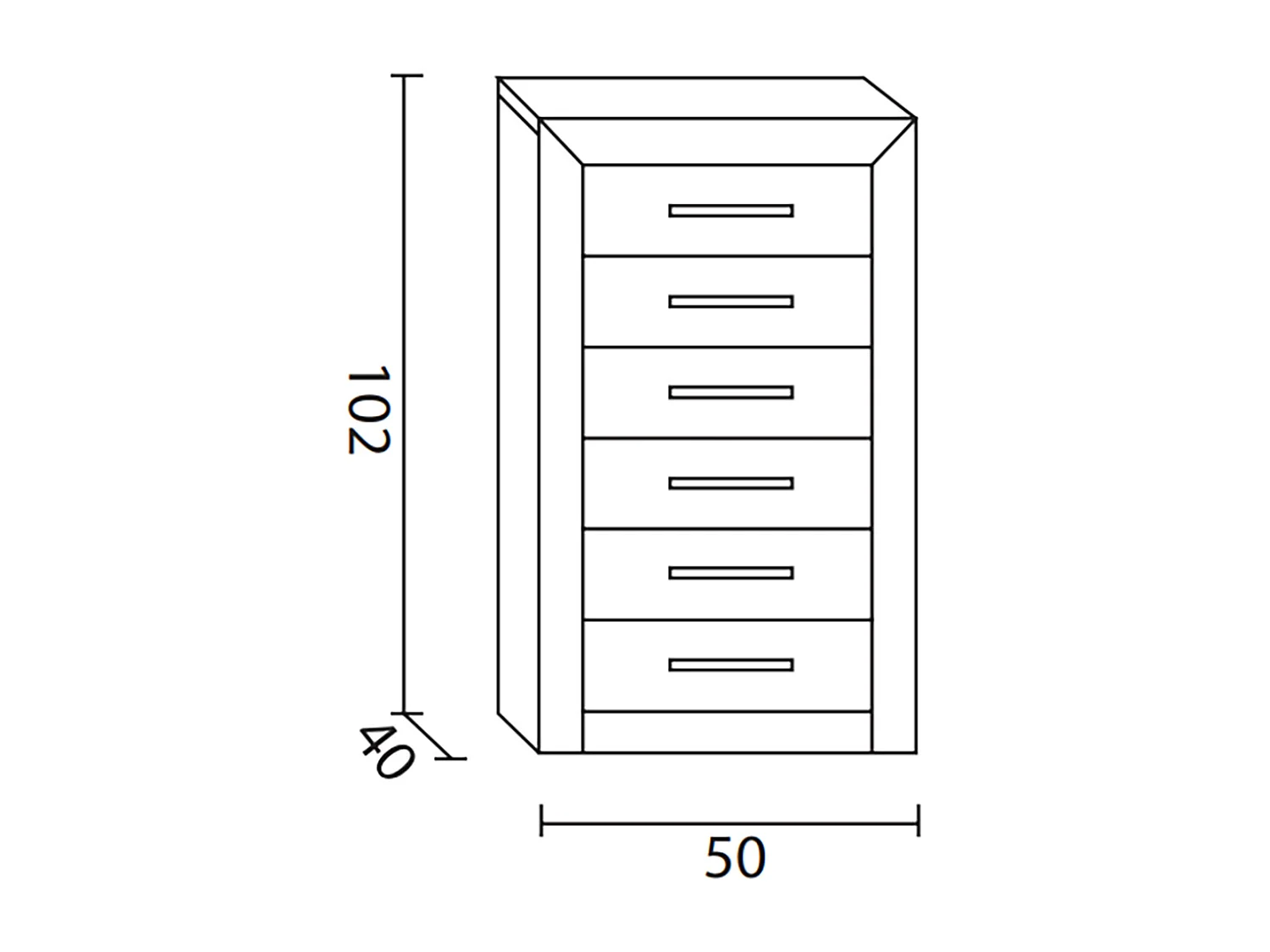 Chiffonnier Meuble de rangement en pin massif coloris cerisier - L. 50 x P. 40 x H. 102 cm