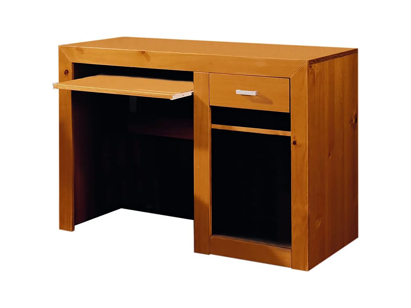 Bureau avec plateau en pin massif coloris cerisier - L. 110 x P. 50 x H. 75 cm
